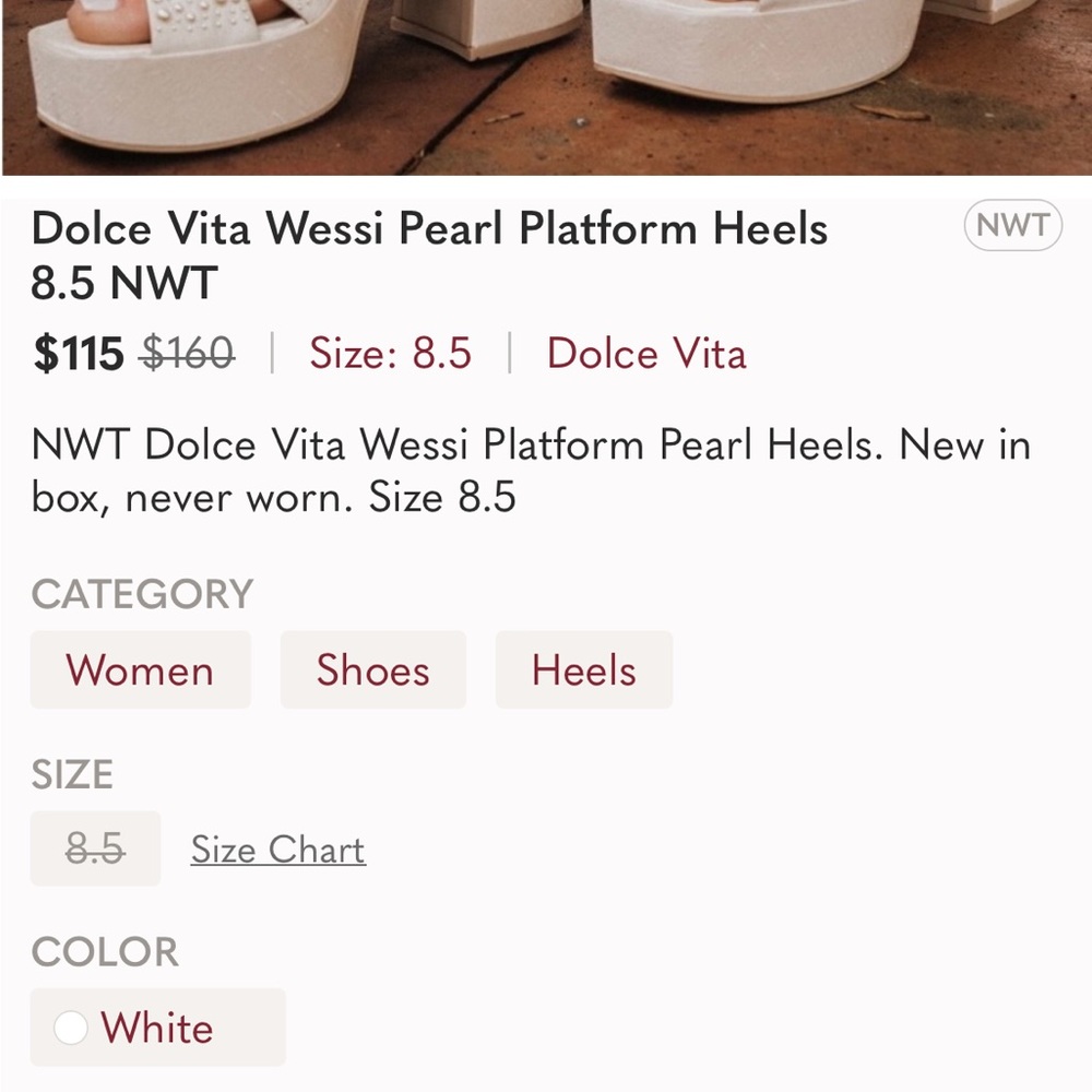 Dolce Vita Pearl Heels 8.5 NWT